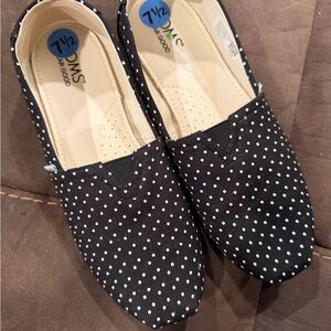 Toms Black and White Polka Dot Slip-Ons